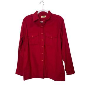 Vintage 80s-90s Red L.L. Bean Button Front Barn Shacket Women's Size 18